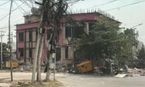 Building damage in Mandalay